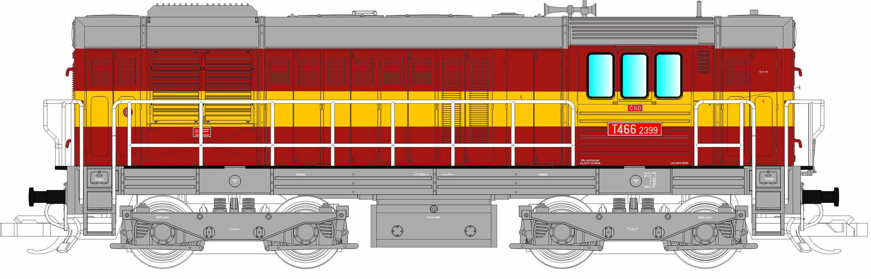 501578 Tillig TT Bahn Dieselová lokomotivaT466.2399 ČSD limitovaná edice (TT)