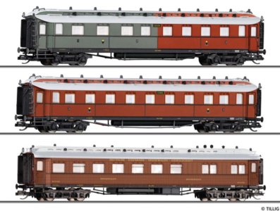 3- dílný set rychlíkových vozů „Preußischer Schnellzug“ (1x 1./2./3.třídy 1x 3.třídy a 1x jídelní vů