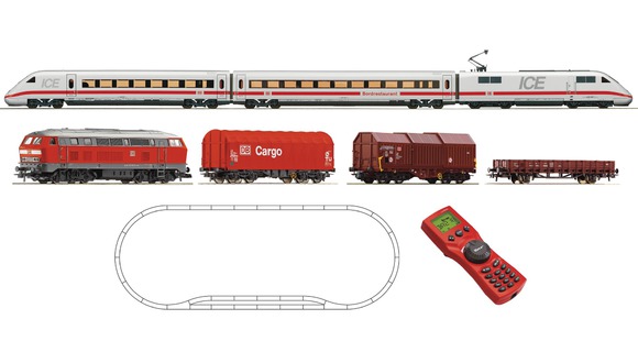 Start-Set vlakové soupravy ICE 2 a Dieselová lokomotiva BR 218 se 3 nákladními vagony - DIGITÁL