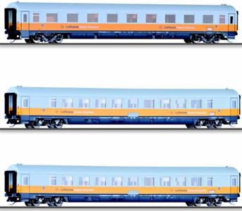 3-dílný set rychlíkových vozů "Airport Express", 1x 1. třída Avmz 106, 2x 2. třída Bpmz 296