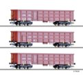 Tillig TT Bahn - 3-dílný set otevřených vozů (1x On rail GmbH, 1x DB, 1x BDZ)