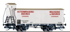17369 Tillig TT Bahn - Chladící vůz s brzdařskou budkou „Brasserie de Diekirch Luxembourg“ , Elsass-