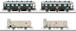 01786 Tillig TT Bahn - 4 -dílný set válečného vlaku červeného kříže (2x osobní a 2x nákladní) „Verei