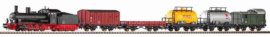 57123 PIKO - Nákladní vlak, parní lokomotiva G7 + 5 nákladních vozů, kolejivo s podložím, 12 x oblou
