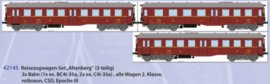 42145 Kuehn - Souprava tří osobních vozů "Altenberg"1x BC4i-35a, 2x C4i-35a, červenohnědé