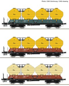 77001 Roco - 3- dílný set vozů na přepravu cementu Uacs