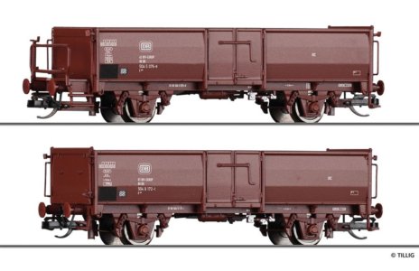 01105 Tillig TT Bahn - Souprava dvou otevřených nákladních vozů E 037 s nákladem uhlí