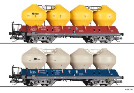 01117 Tillig TT Bahn - Souprava dvou vozů na přepravu cementu Uacs 451.1 "AB Vagon Trans s.r.o."