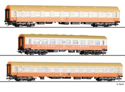 70064 Tillig H0 Bahn - 3- dílný set rychlíkových vozů „Städteexpress“ (1x typ Y/B 70, 1x typ Halbers