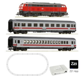 5110012 Roco - Digitální startset s dieselovou lokomotivou BR218 a dvěma rychlíkovými vozy, ovál kol