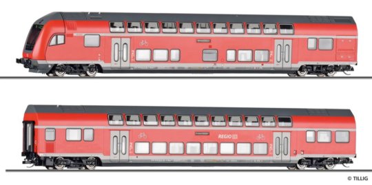 01131 Tillig TT Bahn - Souprava patrového řídícího vozu Bnrdzf 479 a patrového vozu Bnrz 451„DB Regi
