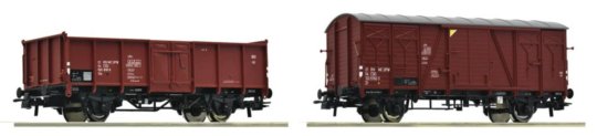 6600431 Roco - Souprava dvou nákladních vozů (1x otevřený Vte a 1x krytý Zt)